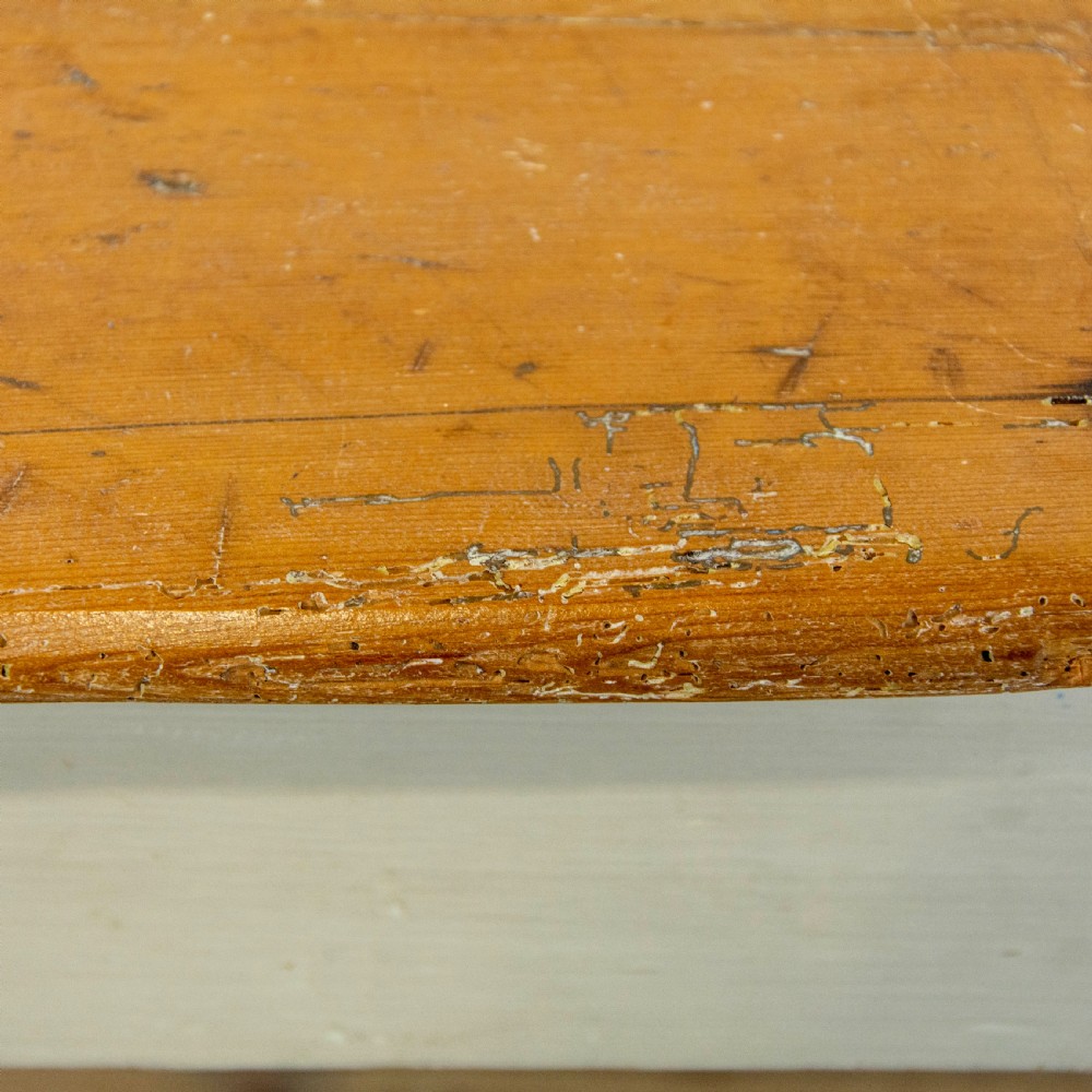Rustic Painted Antique Pine Kitchen Table View VI