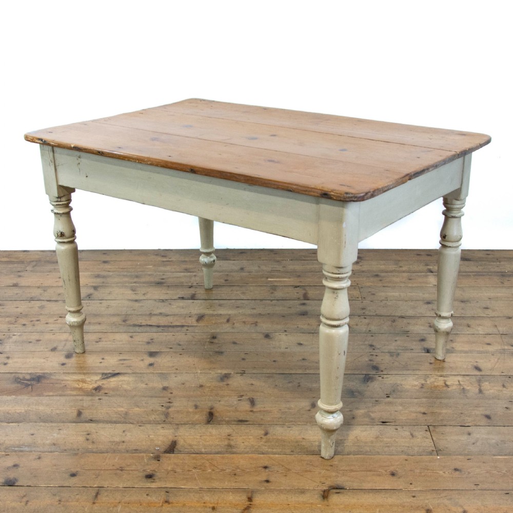 Rustic Painted Antique Pine Kitchen Table View IX