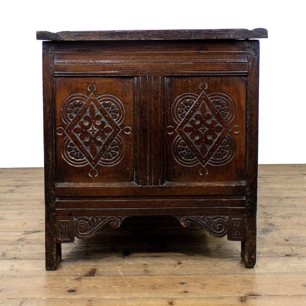Large 18th Century Carved Oak Coffer  View V
