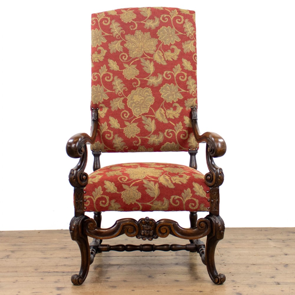 Large Antique Carved Throne Chair  View II