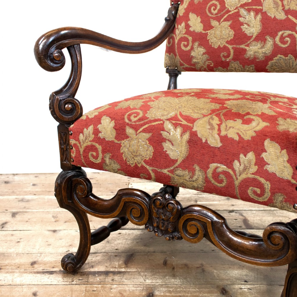 Large Antique Carved Throne Chair  View V