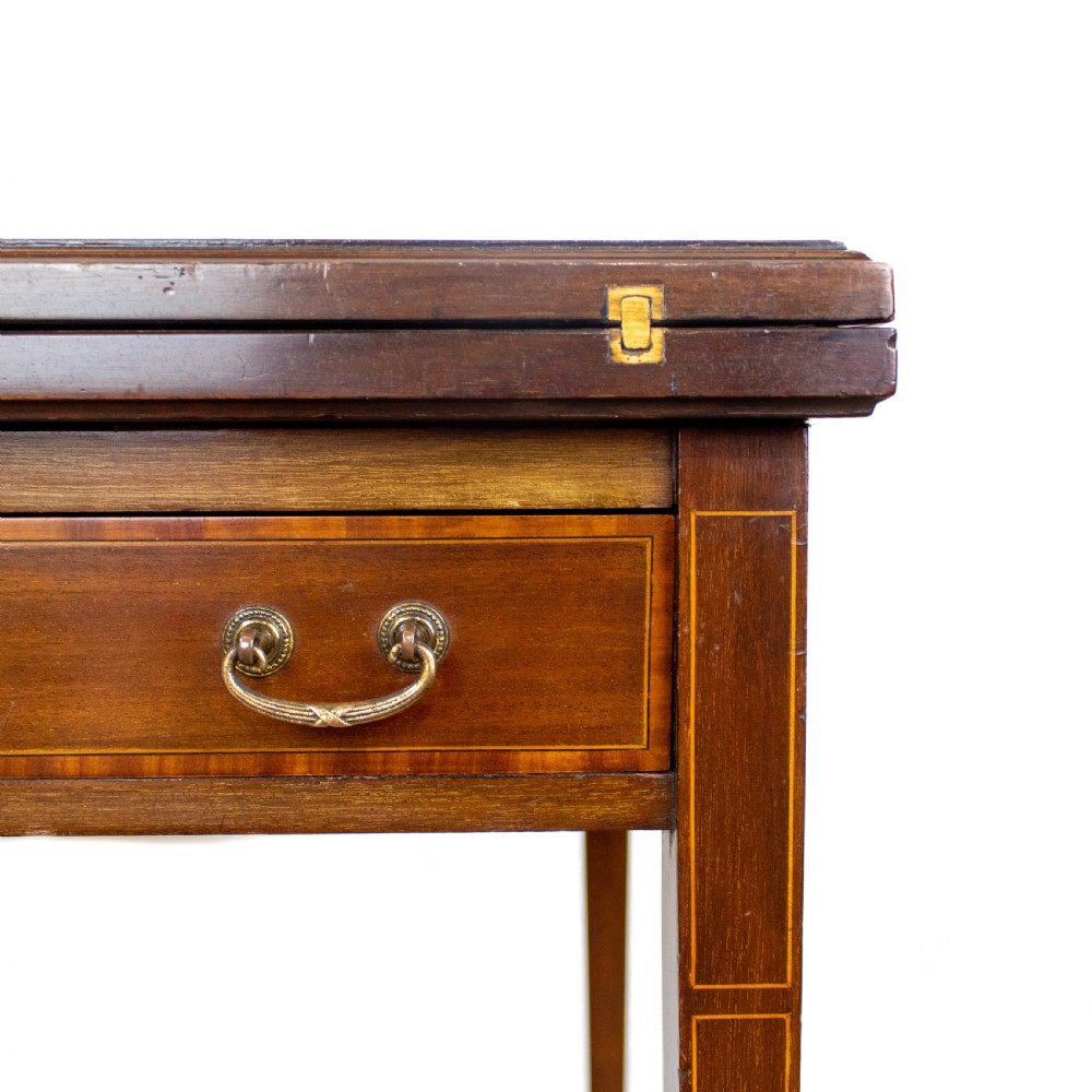 Edwardian Inlaid Mahogany Envelope Card Table  View V