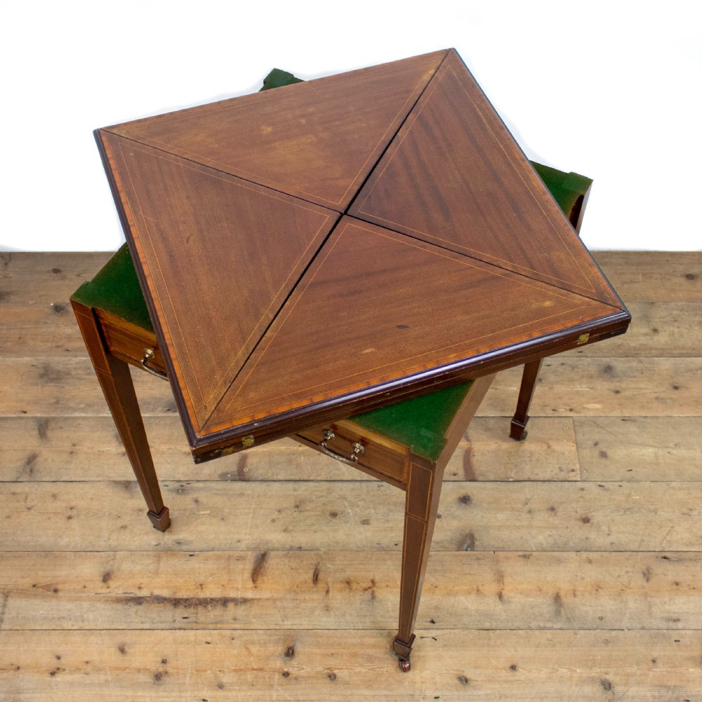 Edwardian Inlaid Mahogany Envelope Card Table  View VI