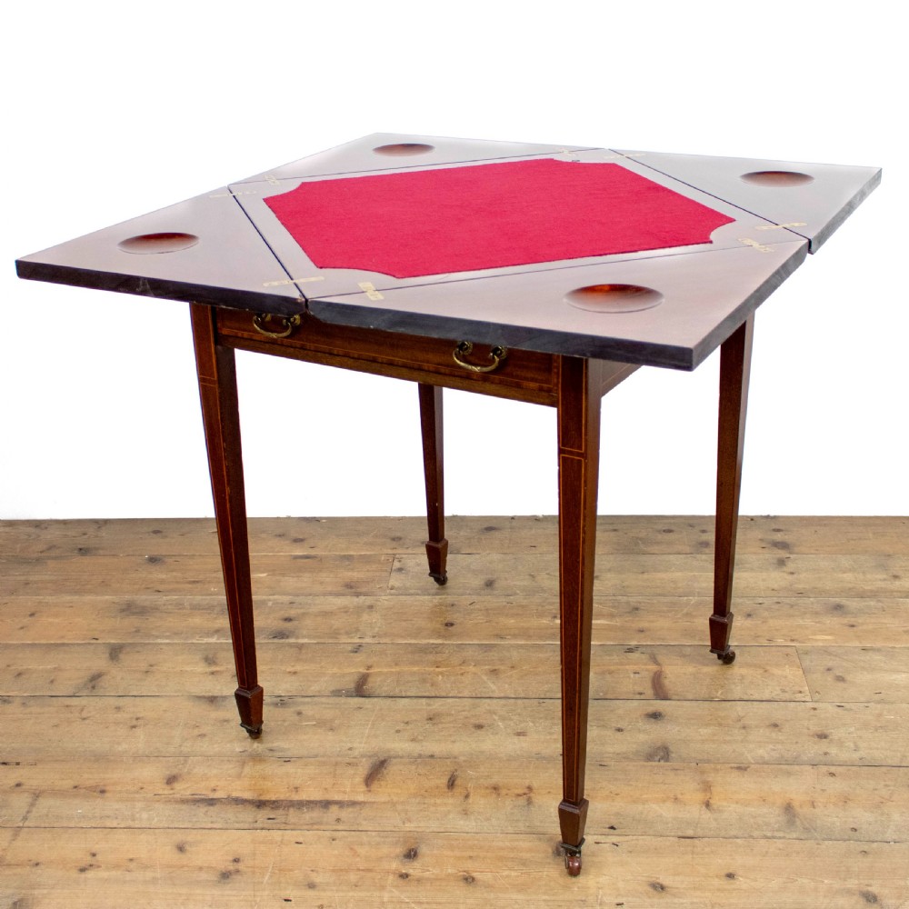 Edwardian Inlaid Mahogany Envelope Card Table  View VII