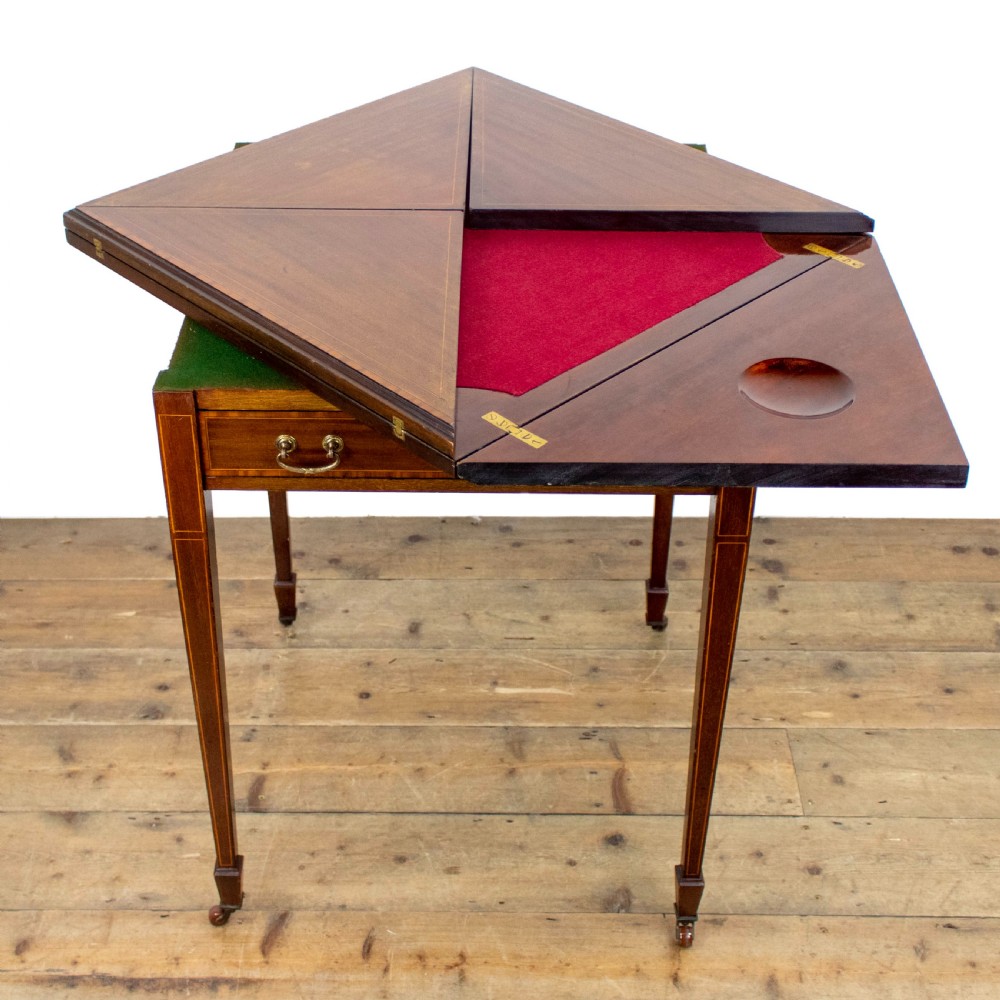 Edwardian Inlaid Mahogany Envelope Card Table  View VIII