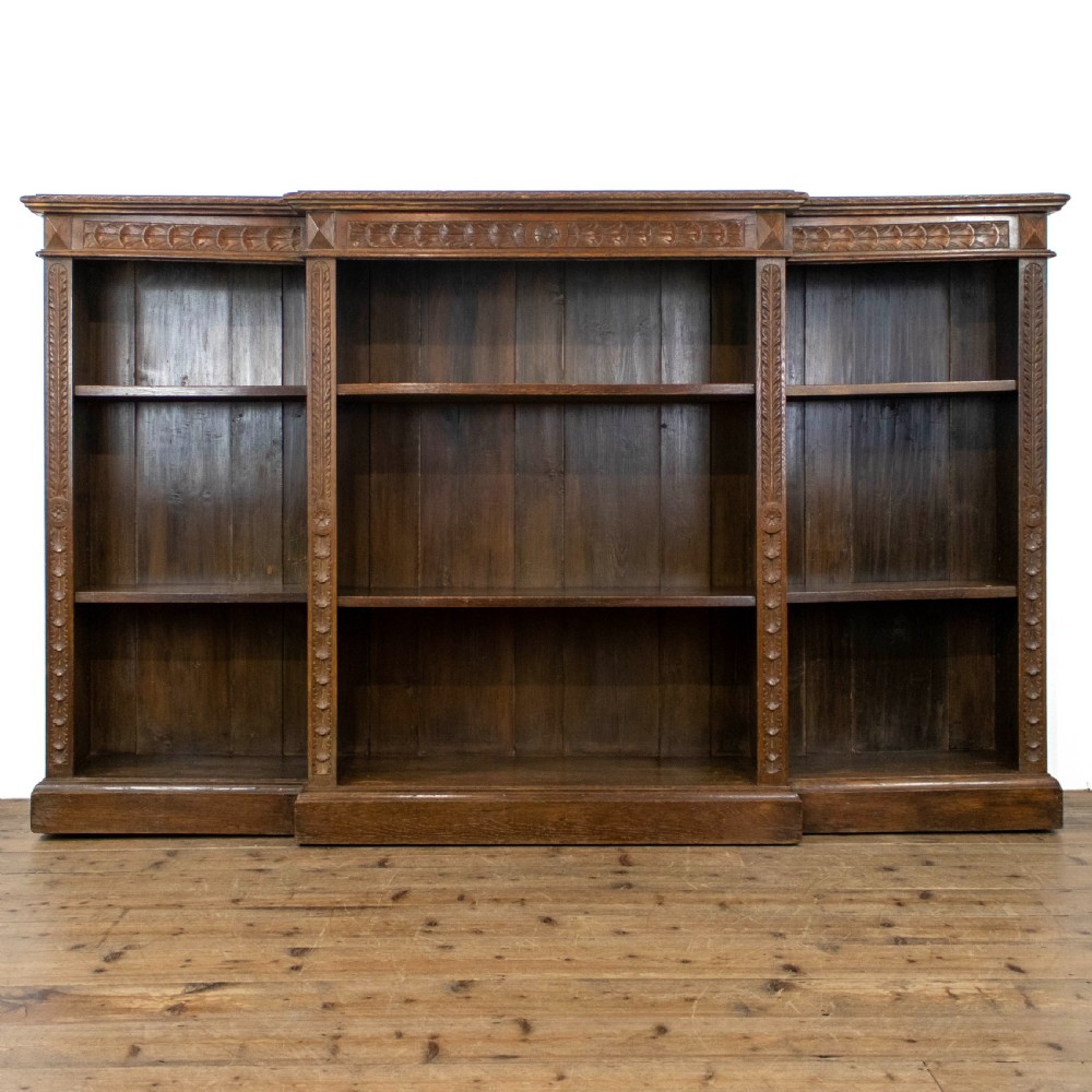 Large Victorian Carved Oak Bookcase 