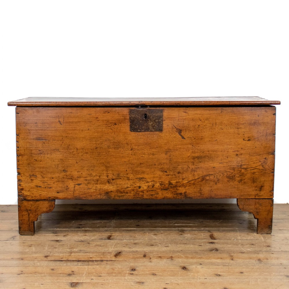 Antique 18th Century Elm Six Plank Coffer