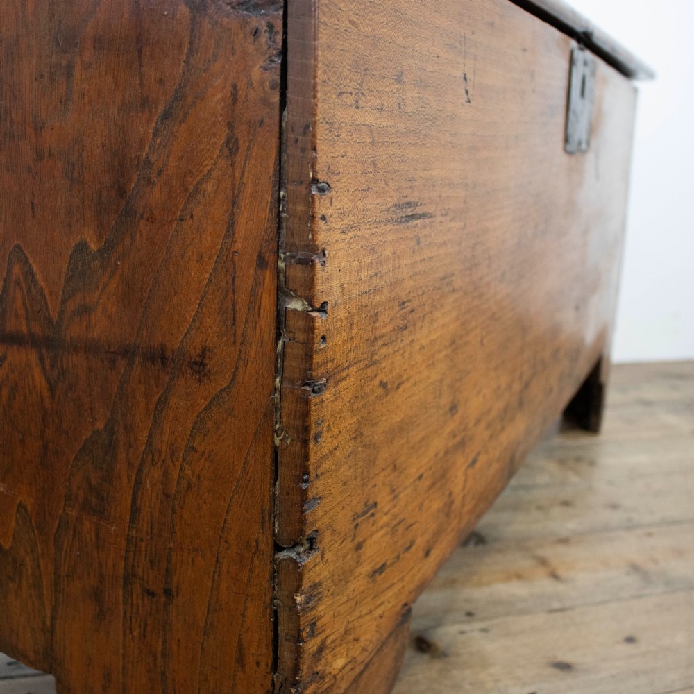 Antique 18th Century Elm Six Plank Coffer View IX
