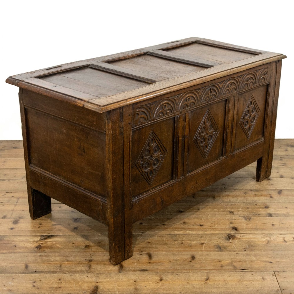 Early 18th Century Carved Oak Coffer View II