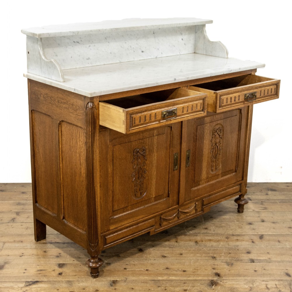 Antique French Washstand Cupboard with Marble Top View VI