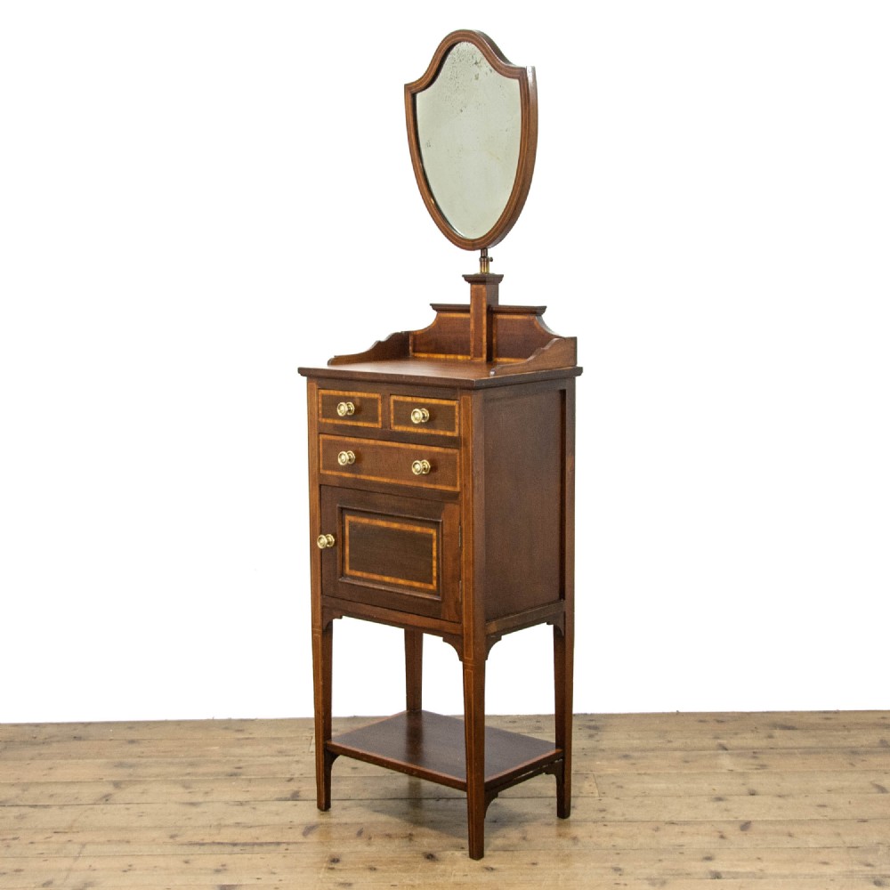 Antique Inlaid Mahogany Gentleman’s Shaving Stand 