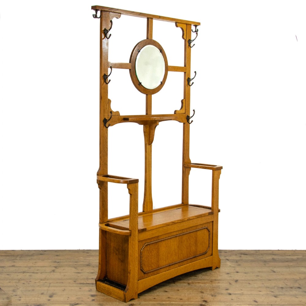 Antique Arts & Crafts Oak Hall Stand 