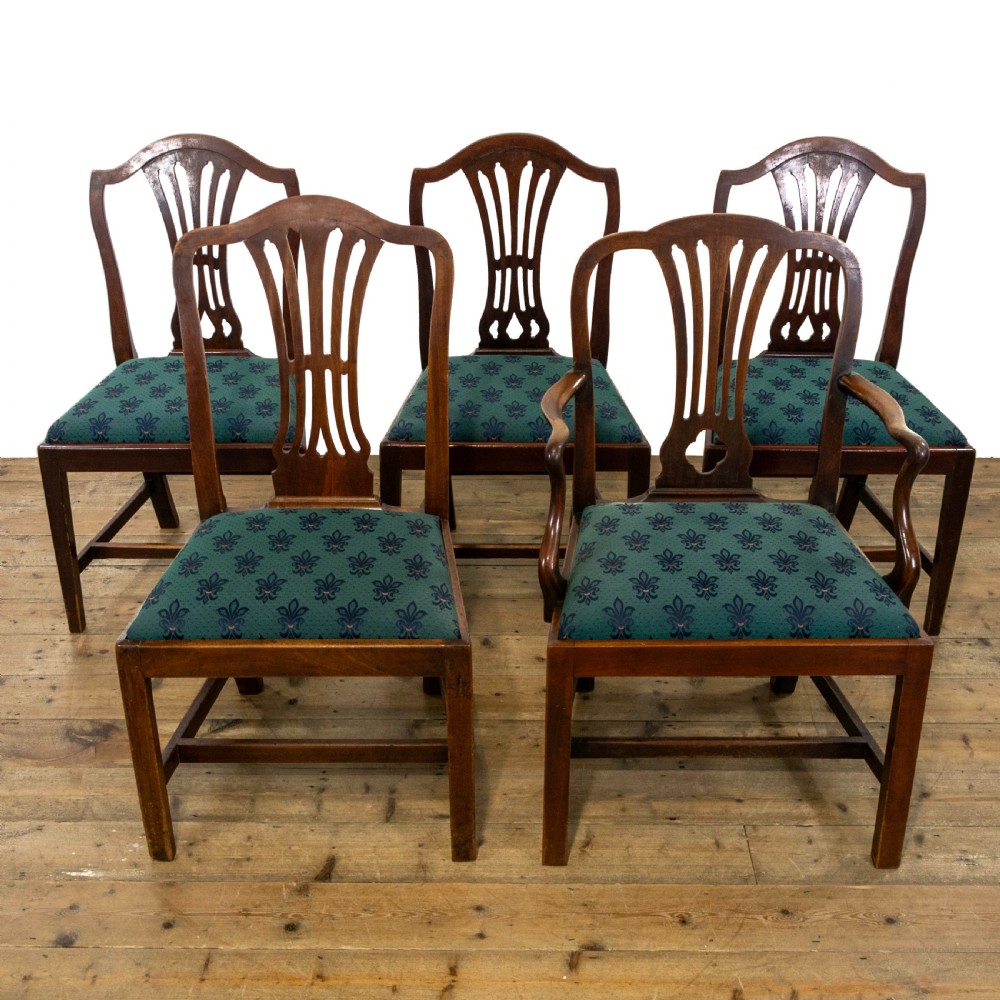 Set of Five Georgian Mahogany Dining Chairs