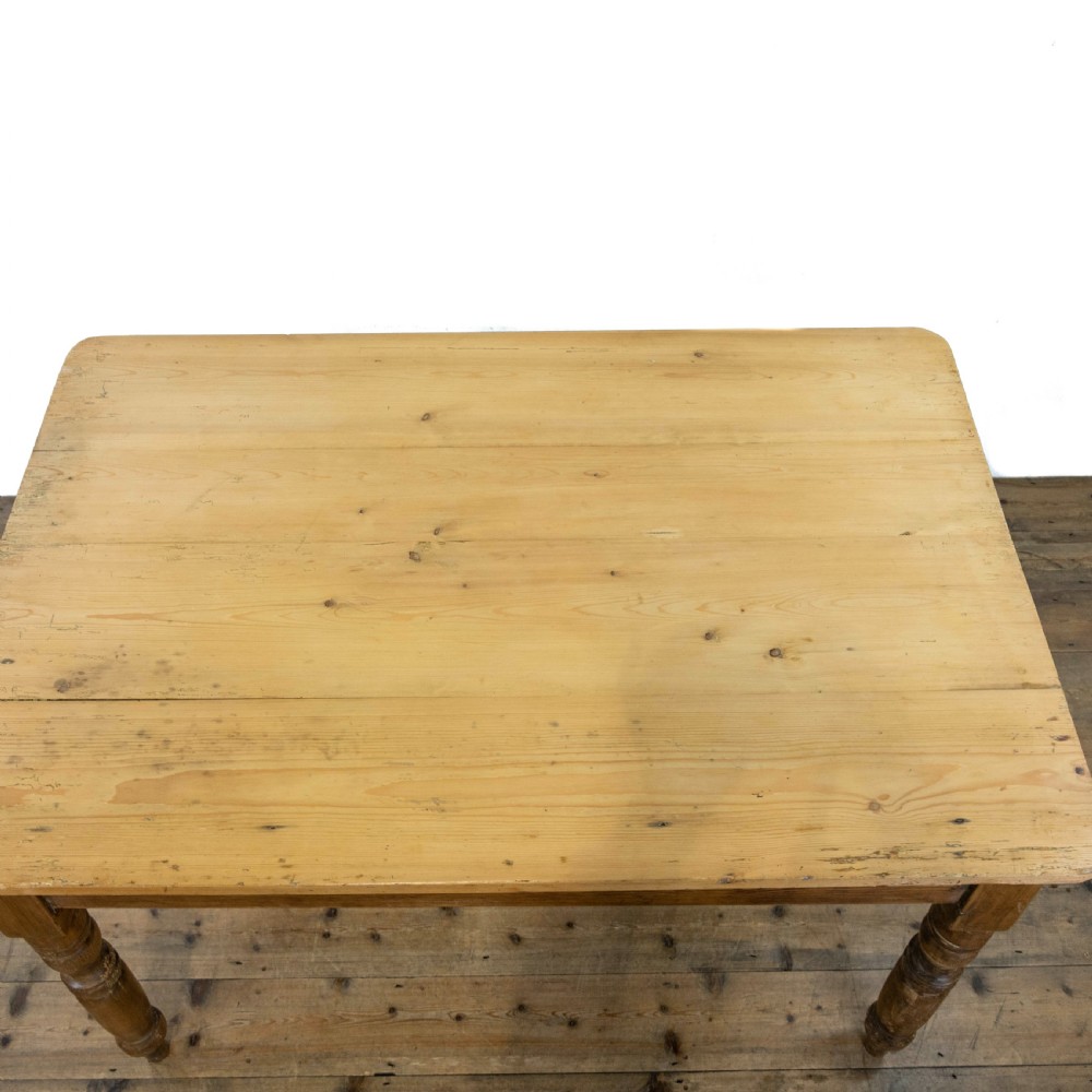 Antique Pine Farmhouse Kitchen Table with Drawer View X
