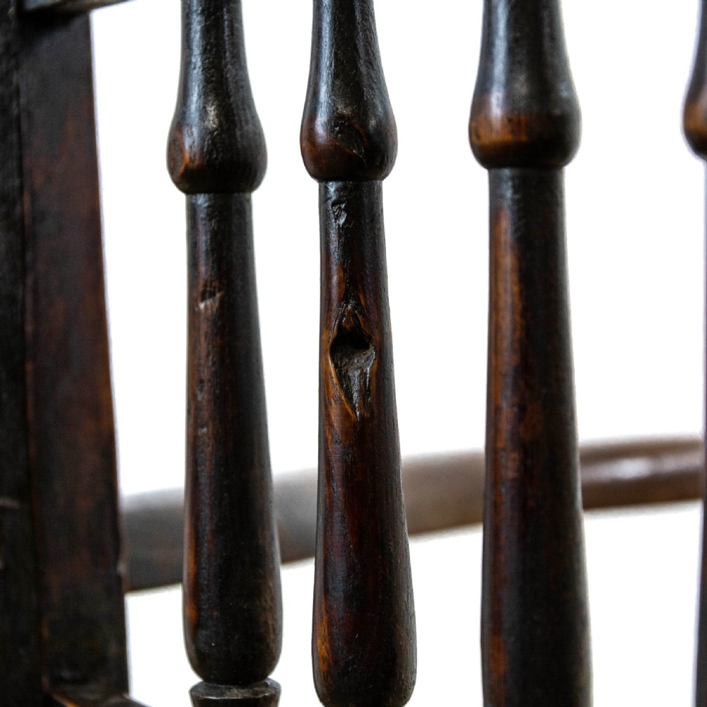 Antique Elm Elbow Chair with Rush Seat View X