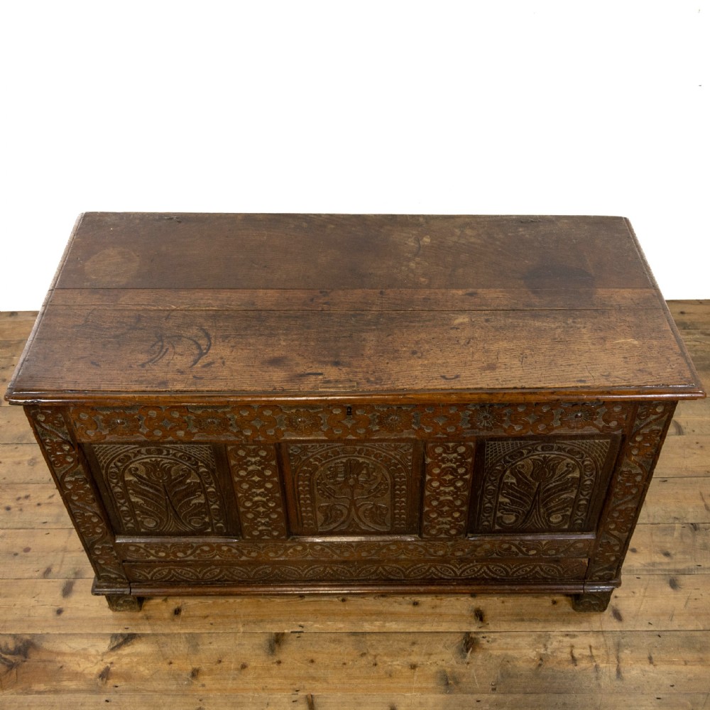 Antique Century Carved Oak Mule Chest  View III