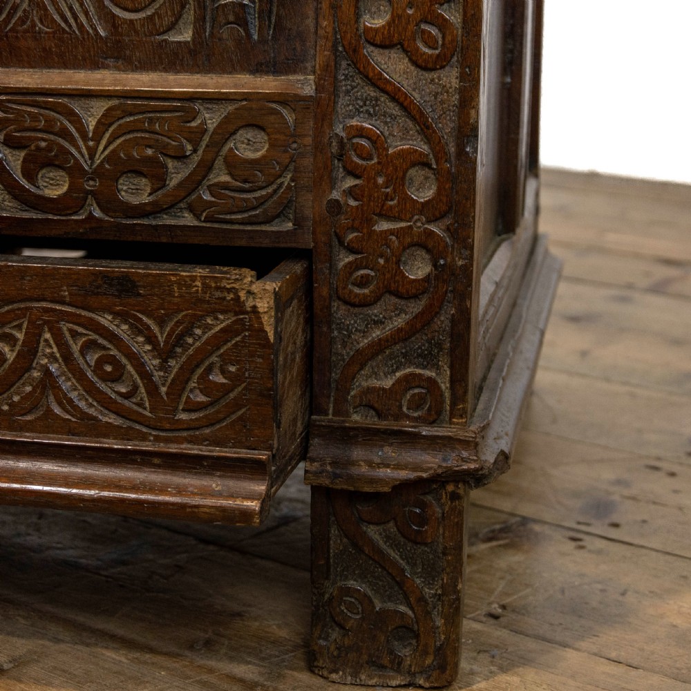 Antique Century Carved Oak Mule Chest  View X