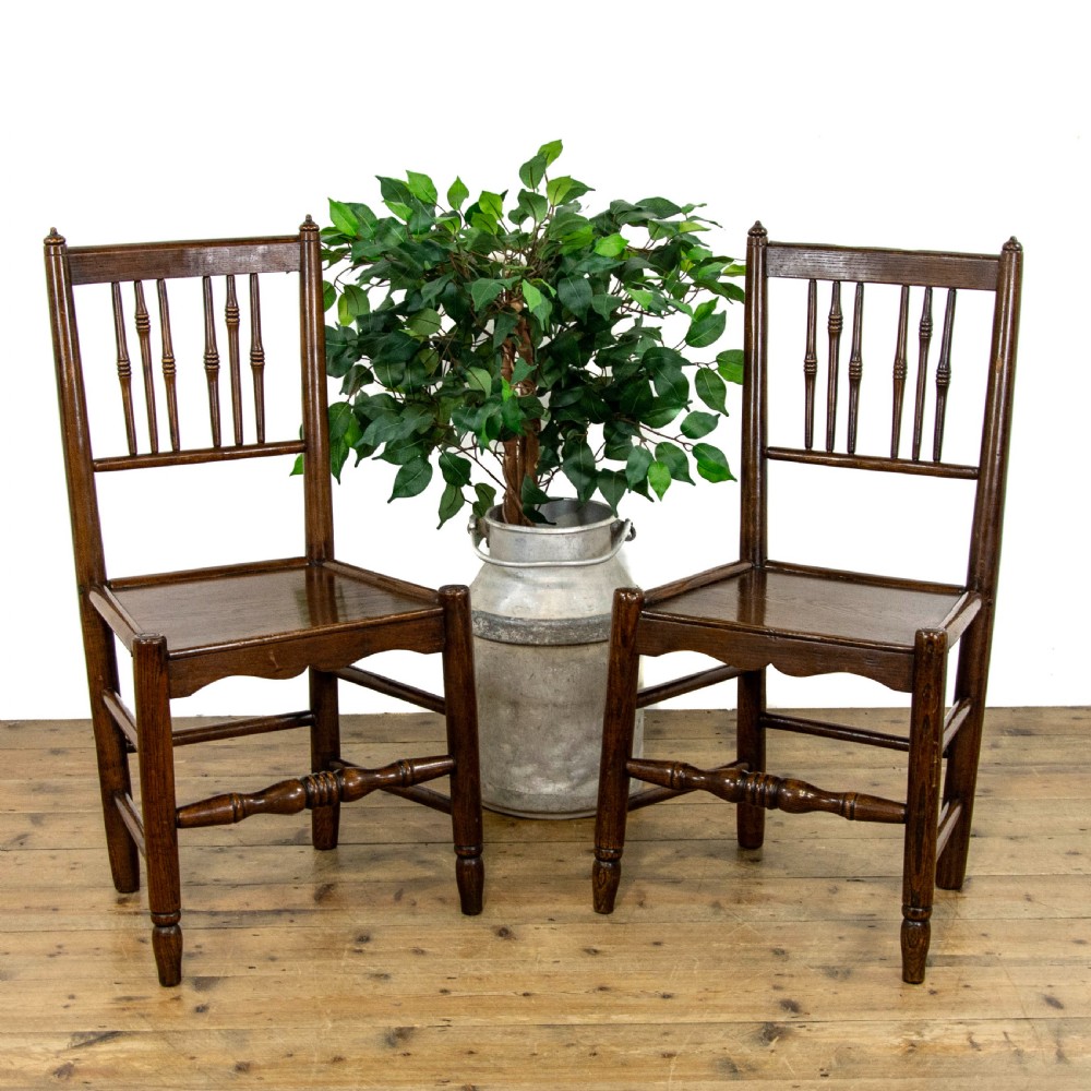 Pair of Antique Elm Farmhouse Occasional Chairs View II
