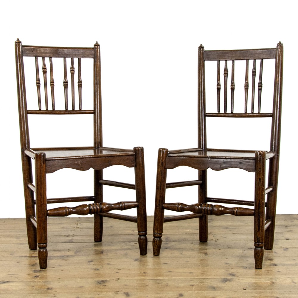 Pair of Antique Elm Farmhouse Occasional Chairs