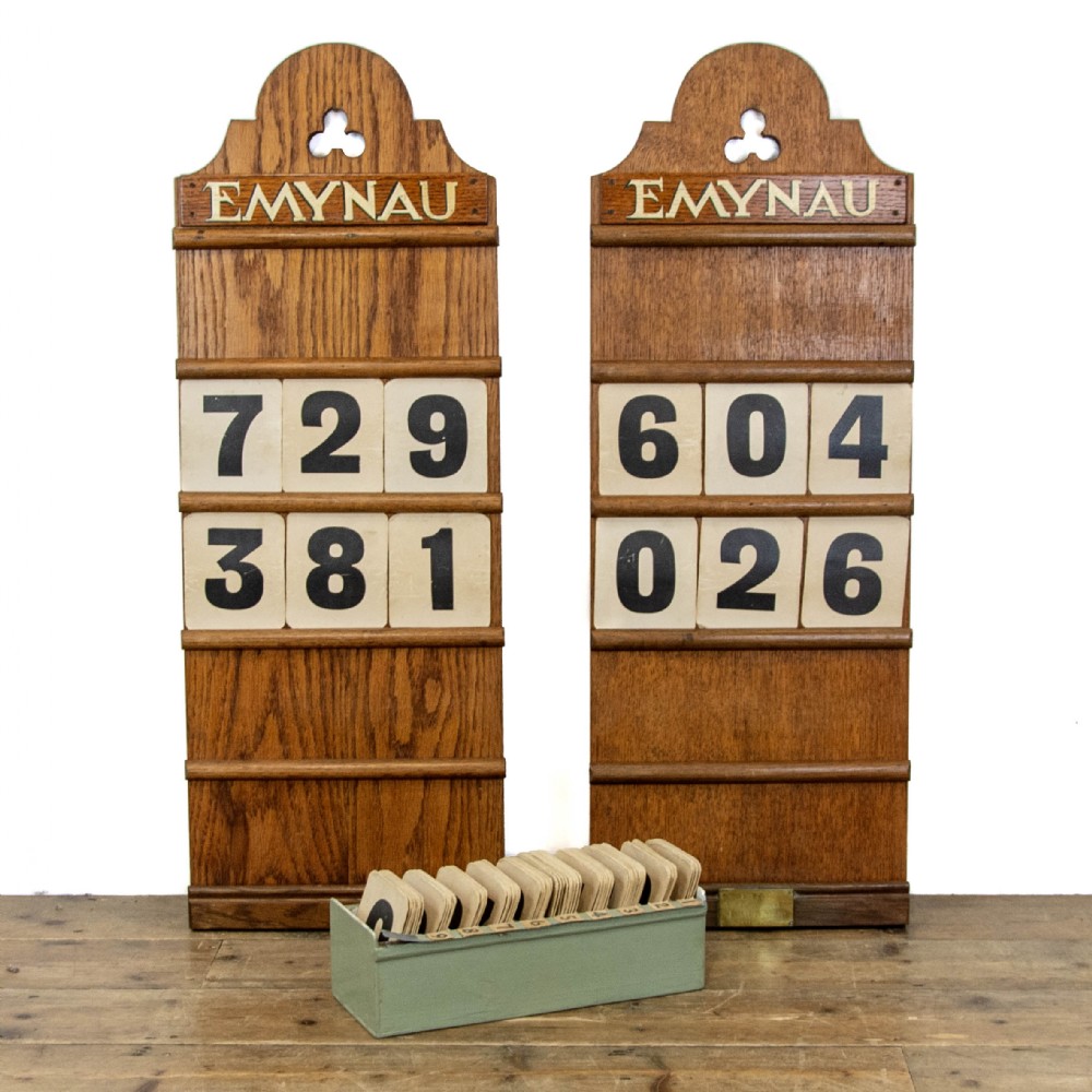Pair of Antique Welsh Emynau Hymn Boards 