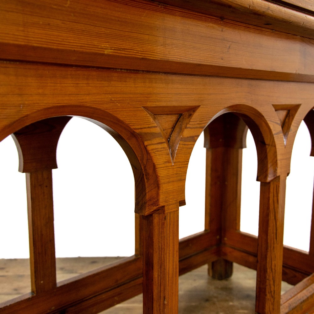 Antique Pitch Pine Altar Table   View III