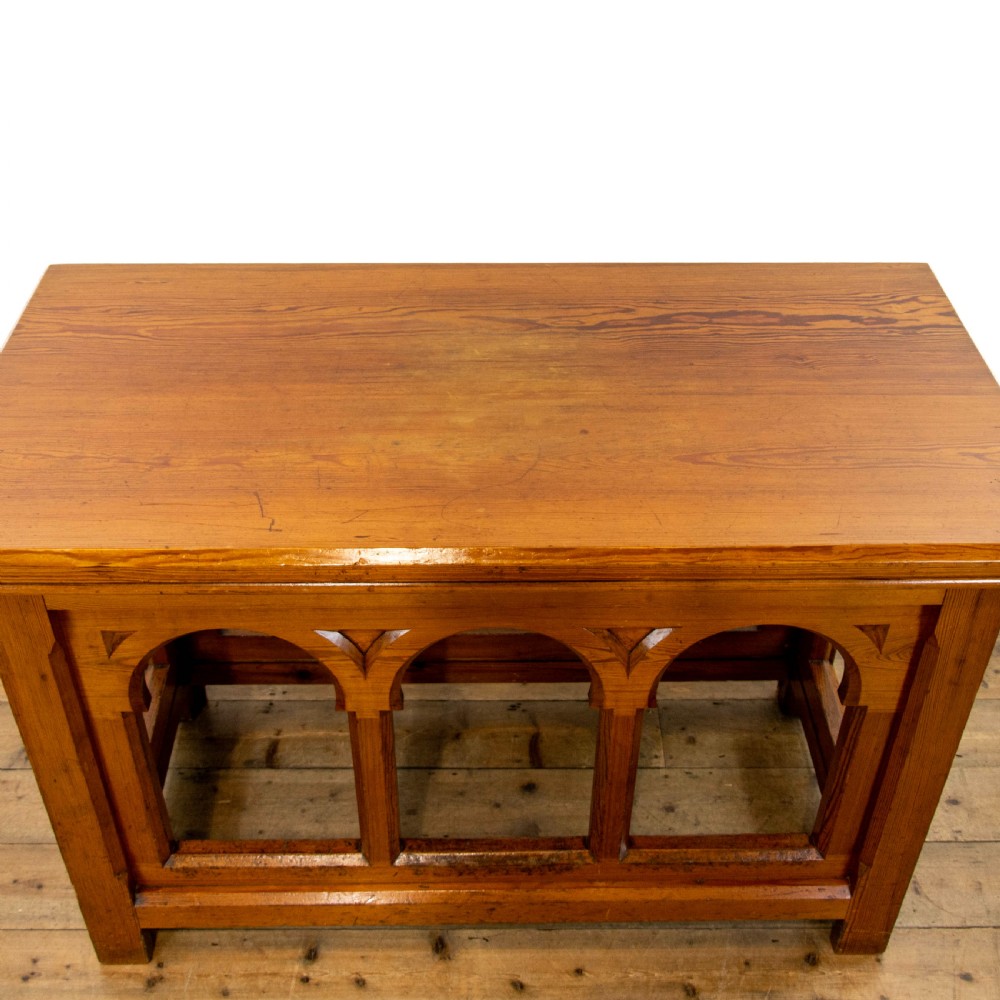 Antique Pitch Pine Altar Table   View VI