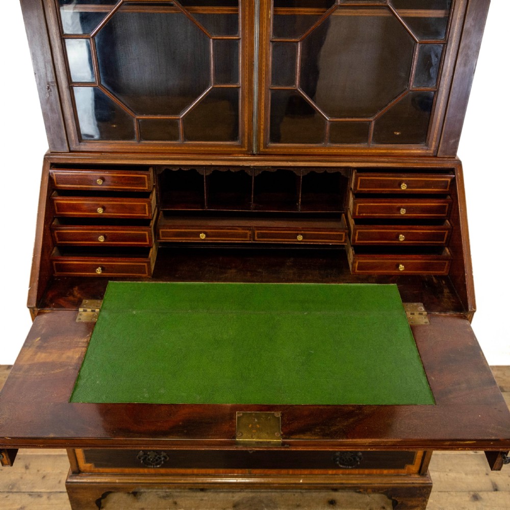 Edwardian Inlaid Mahogany Fall Front Bureau with Glazed Top View VII