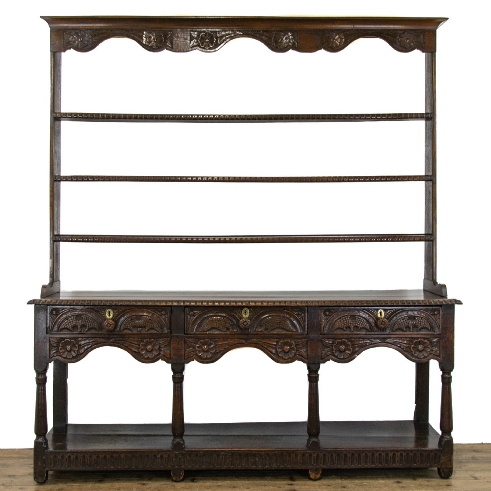 George III Carved Oak Pot Board Dresser