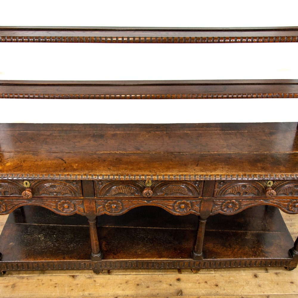 George III Carved Oak Pot Board Dresser View III