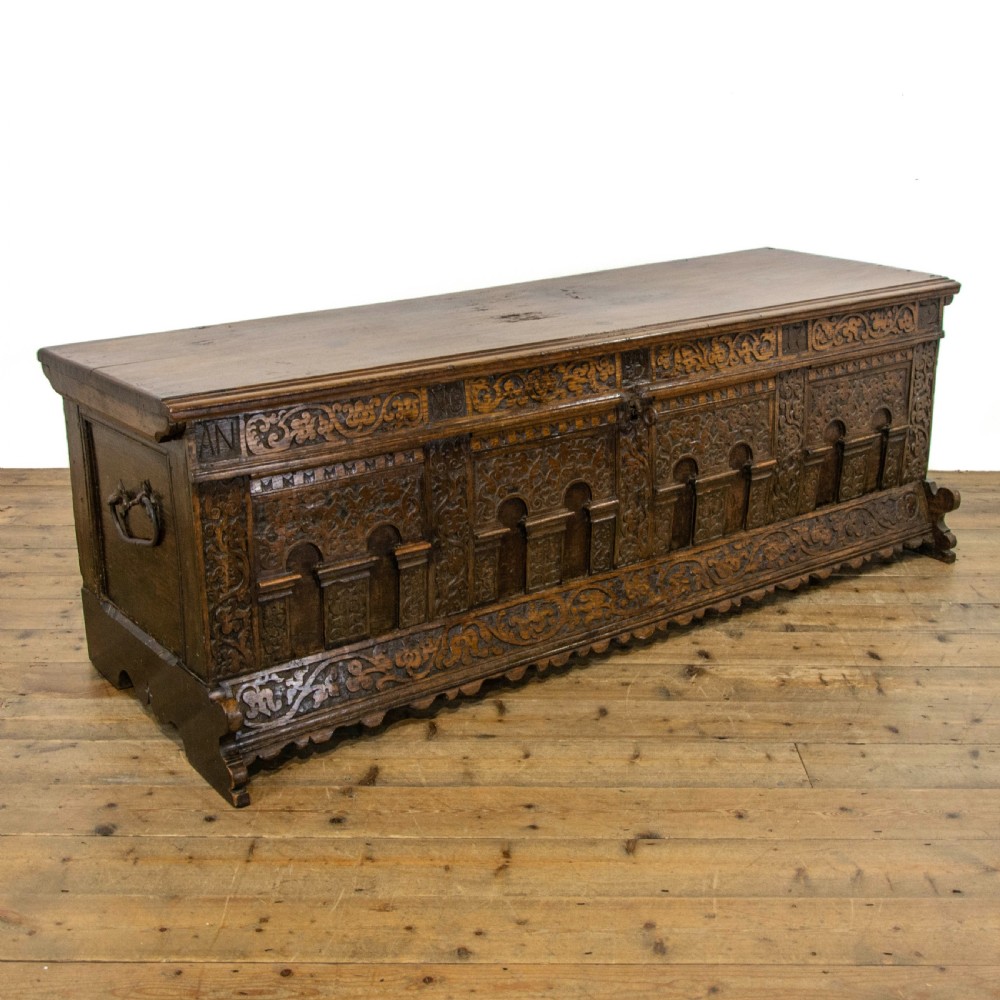 Italian Antique Oak Marriage Chest
