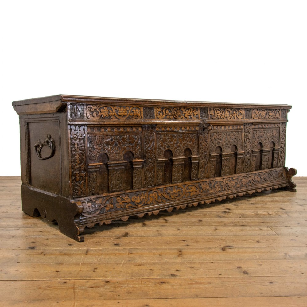 Italian Antique Oak Marriage Chest View II