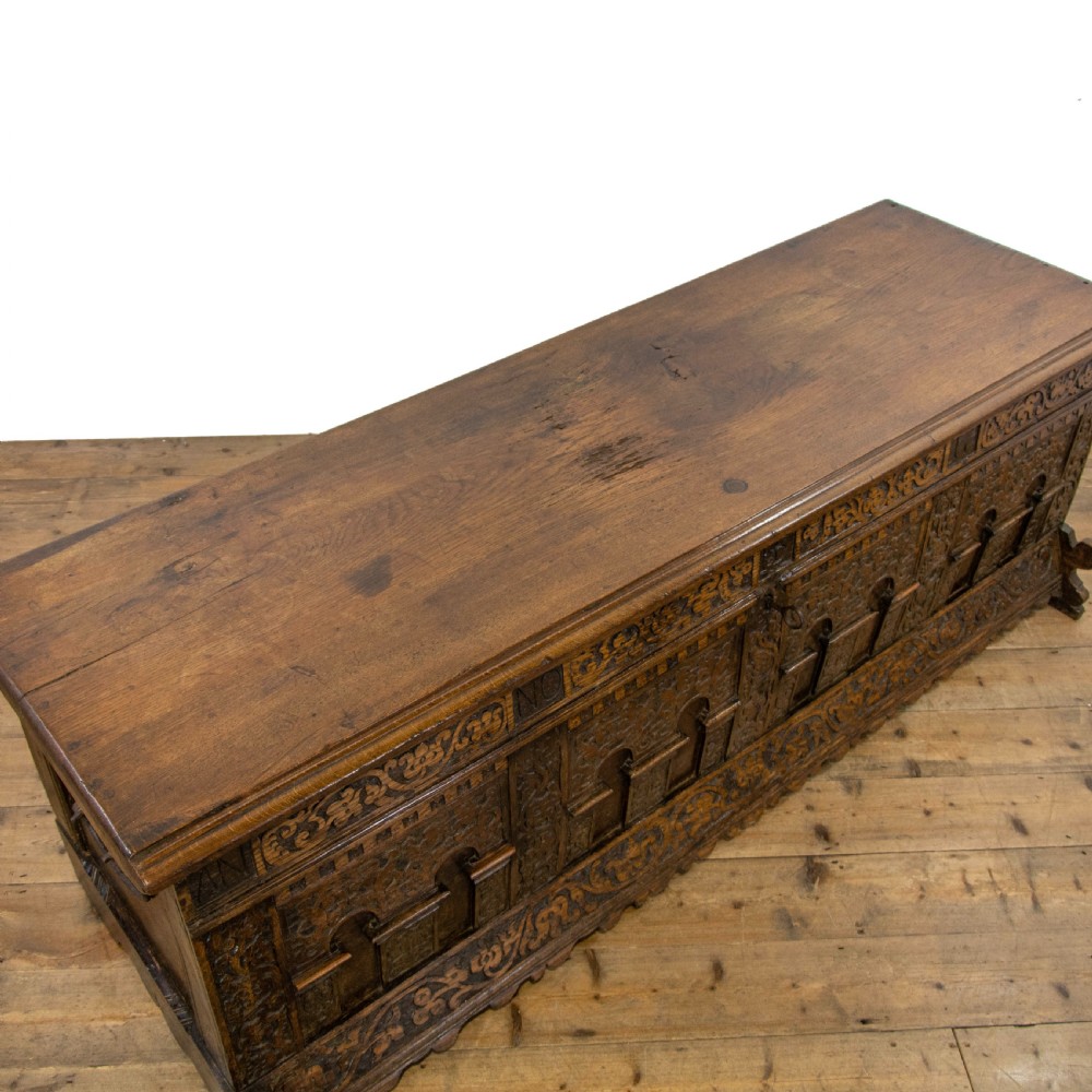 Italian Antique Oak Marriage Chest View III