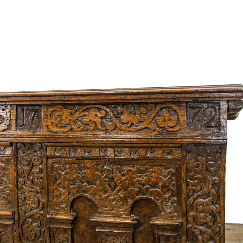 Italian Antique Oak Marriage Chest View VIII