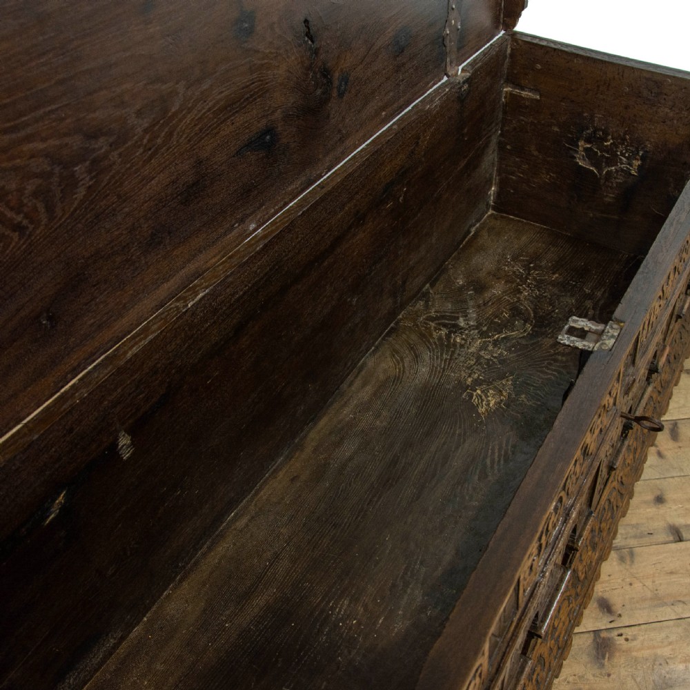 Italian Antique Oak Marriage Chest View XV