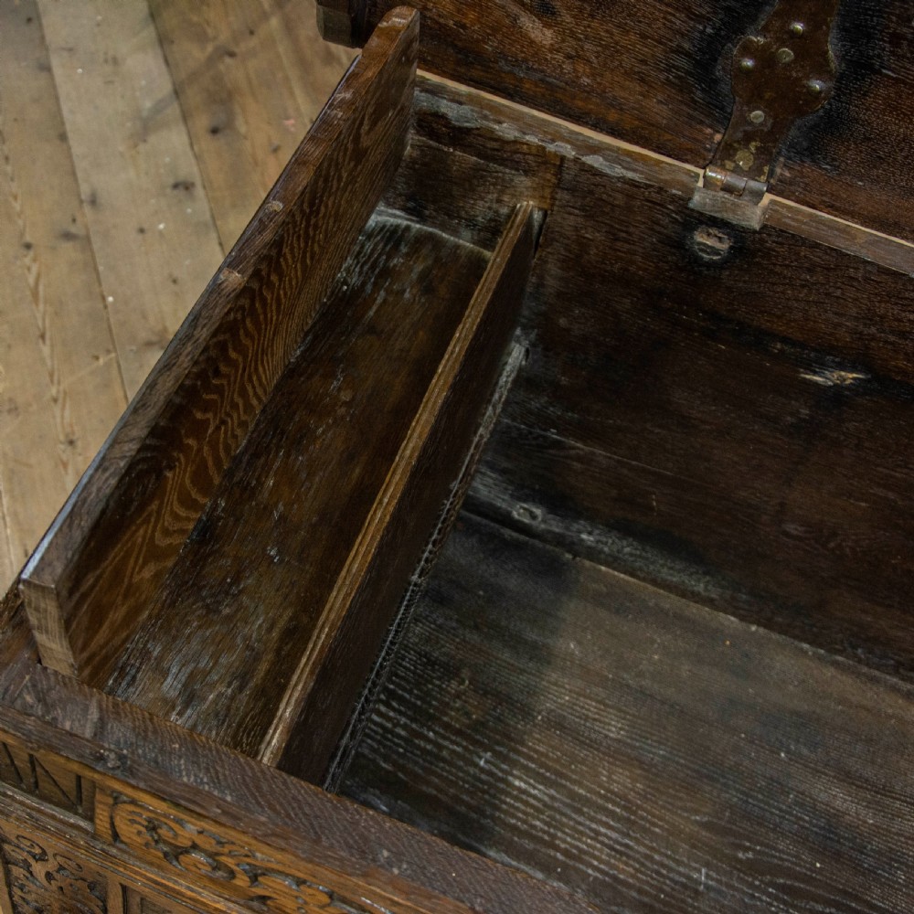 Italian Antique Oak Marriage Chest View XVI