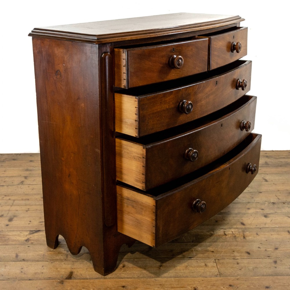 Victorian Mahogany Bow Front Chest of Drawers View VI