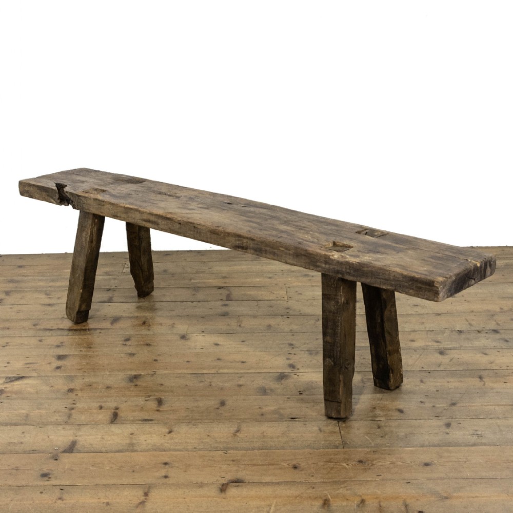 Rustic Antique Oak Pig Bench