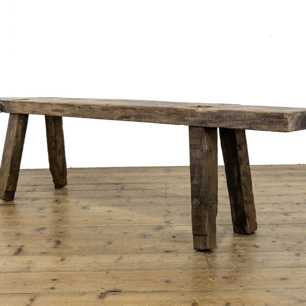 Rustic Antique Oak Pig Bench View II