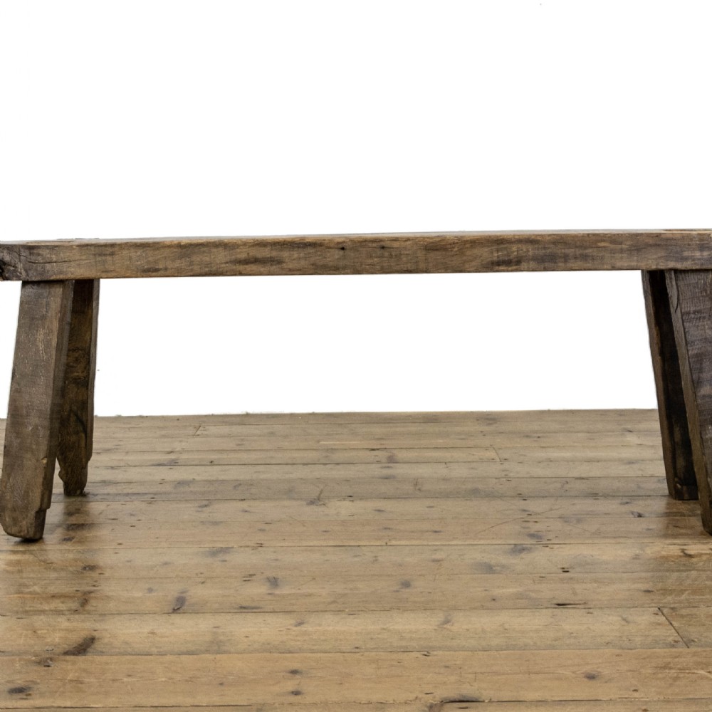 Rustic Antique Oak Pig Bench View III