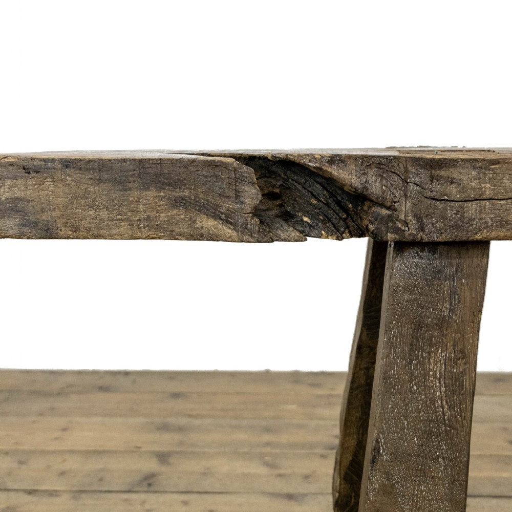 Rustic Antique Oak Pig Bench View IV