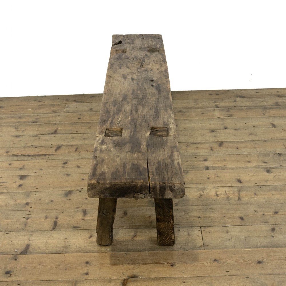 Rustic Antique Oak Pig Bench View V