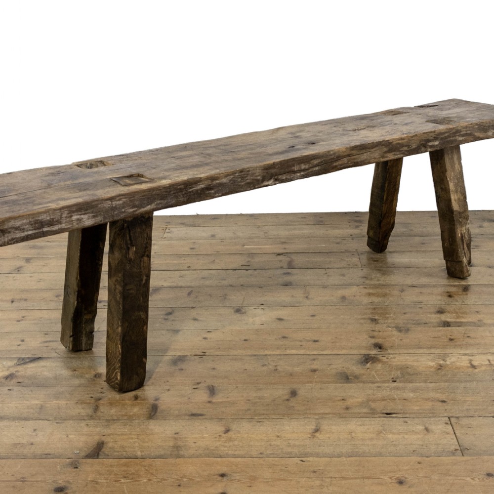 Rustic Antique Oak Pig Bench View VII