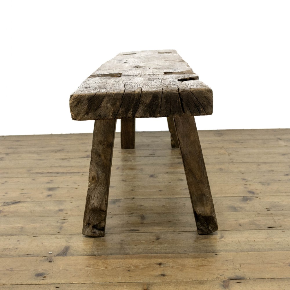 Rustic Antique Oak Pig Bench View VIII