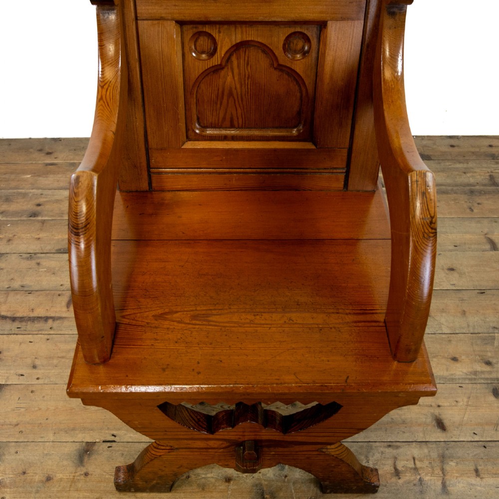 Pair of Antique Pitch Pine Church Chairs View V