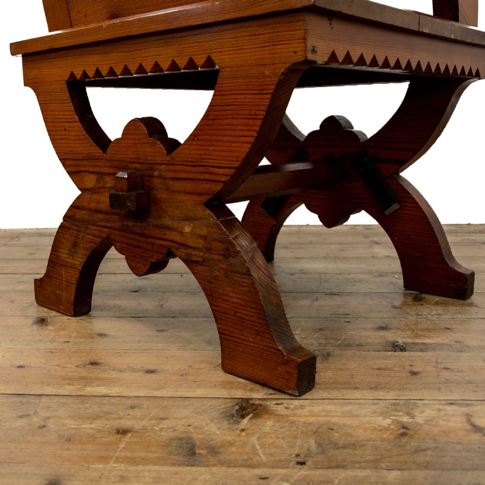 Pair of Antique Pitch Pine Church Chairs View VIII