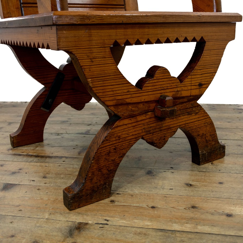 Pair of Antique Pitch Pine Church Chairs View X