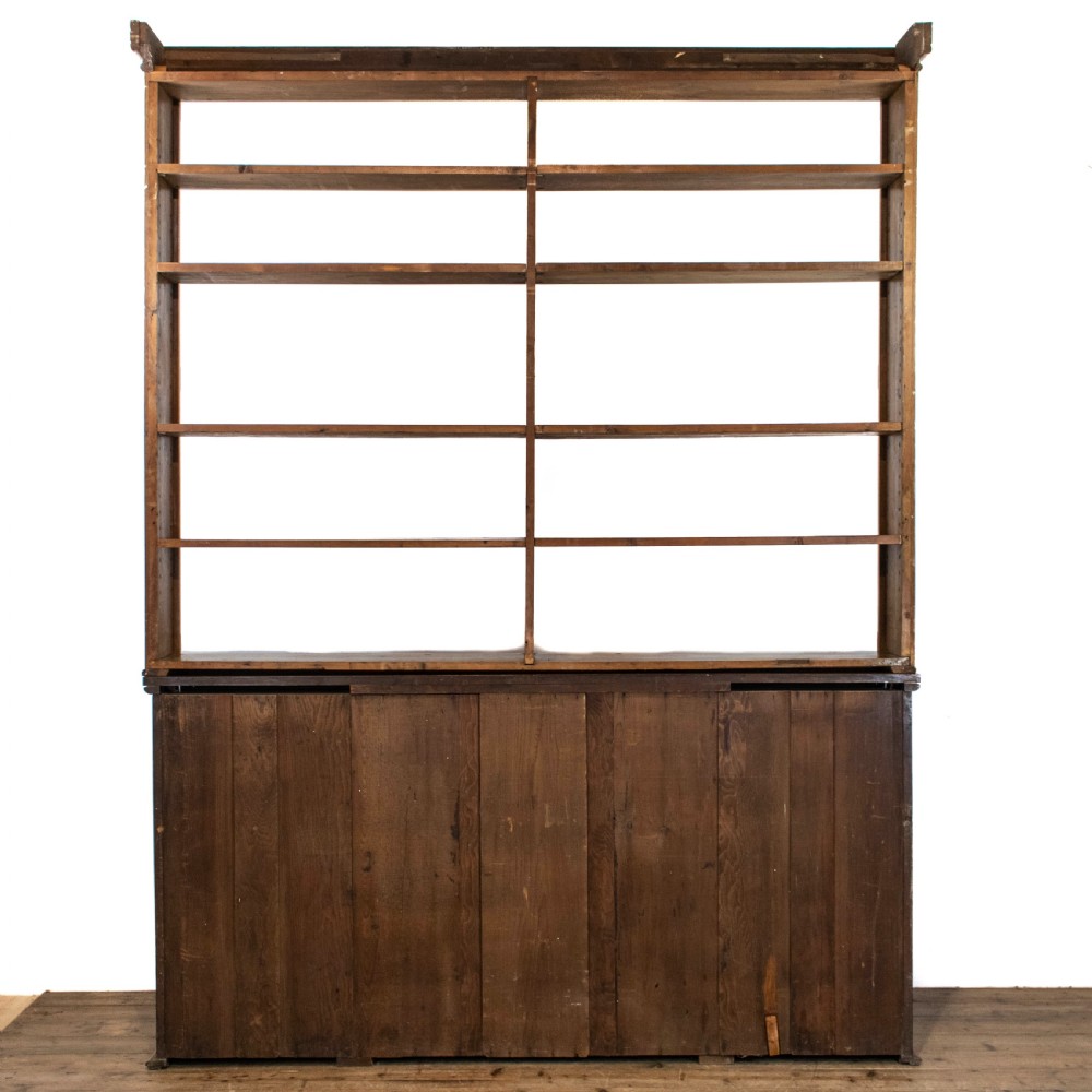 Antique Oak Breakfront Two Stage Bookcase View IV