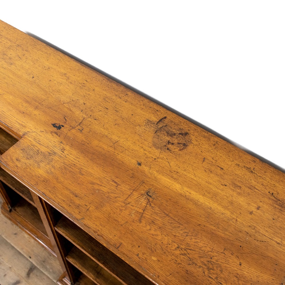 Antique Oak Breakfront Bookcase View VIII