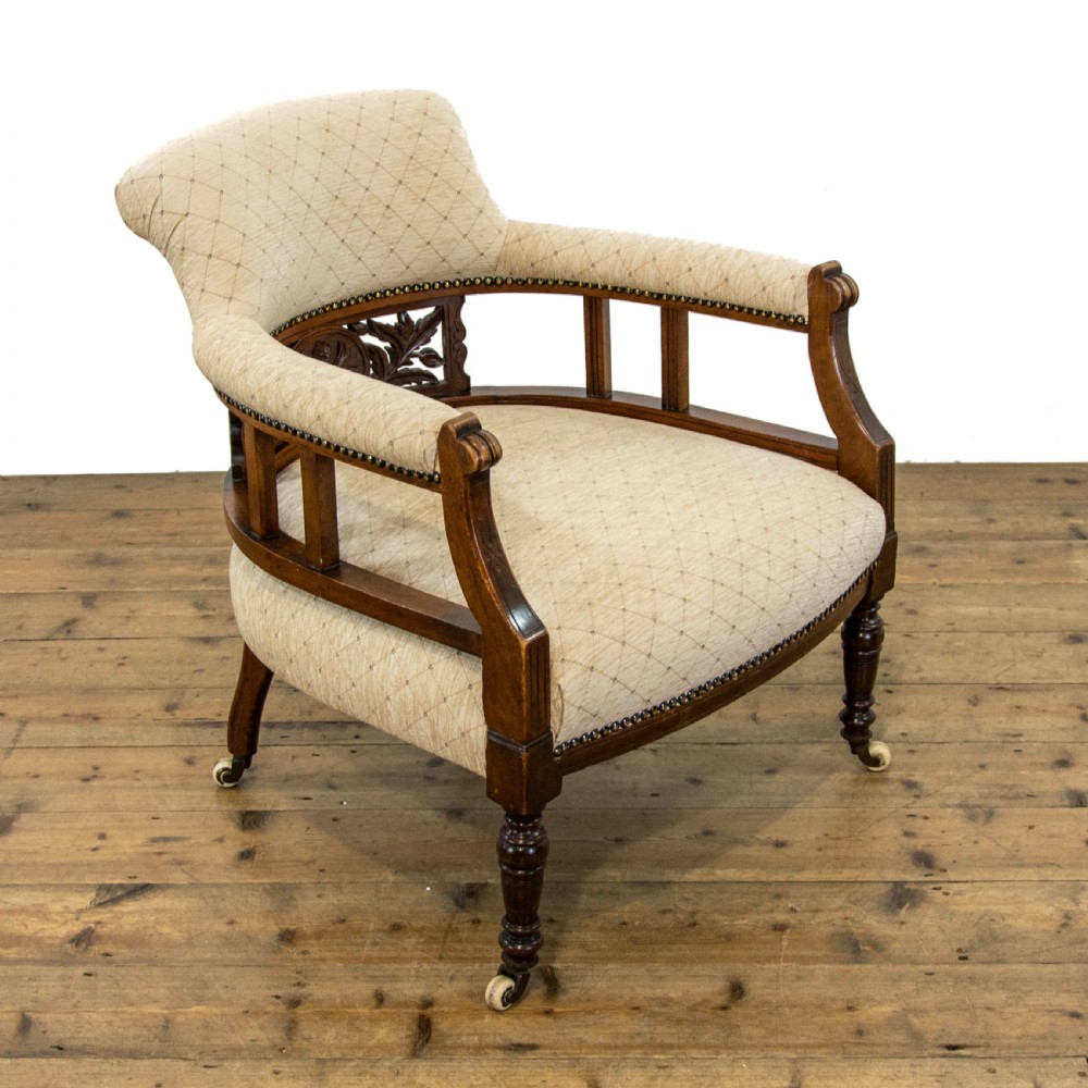 Pair of Victorian Carved and Upholstered Tub Chairs View II