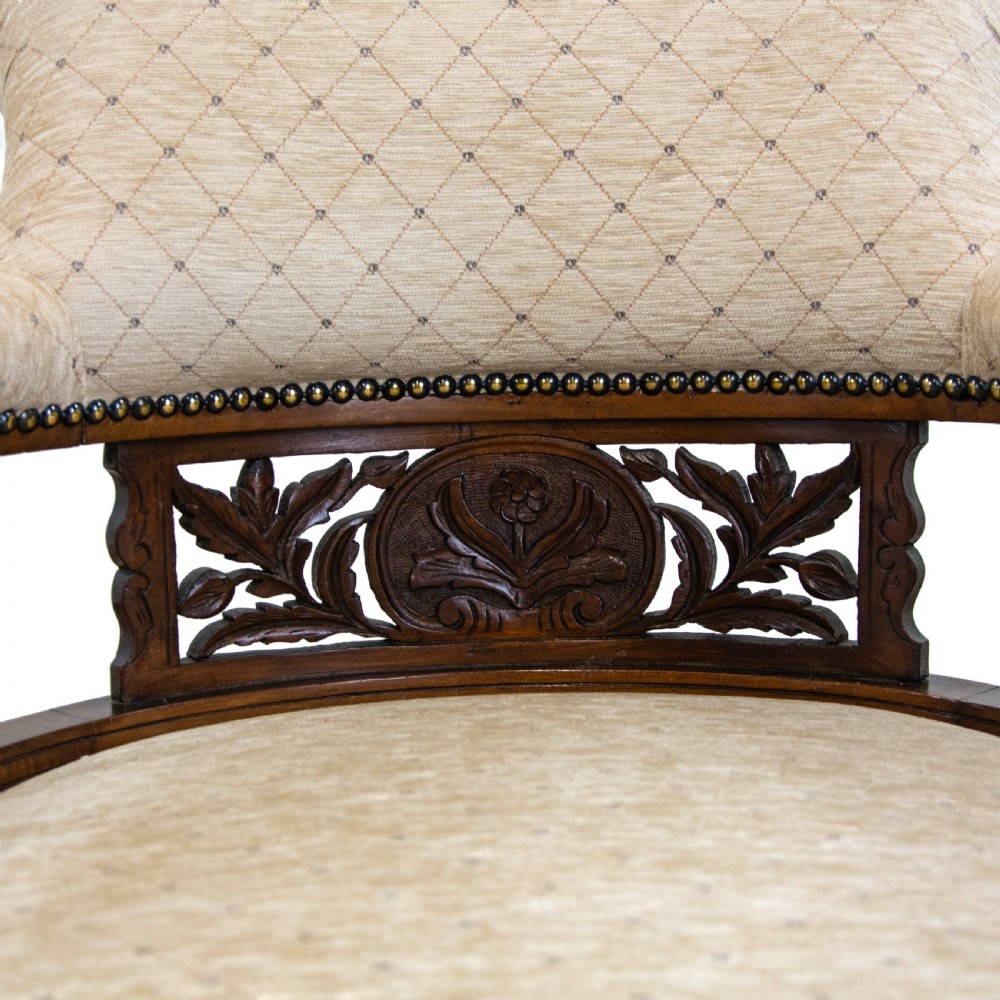 Pair of Victorian Carved and Upholstered Tub Chairs View VI